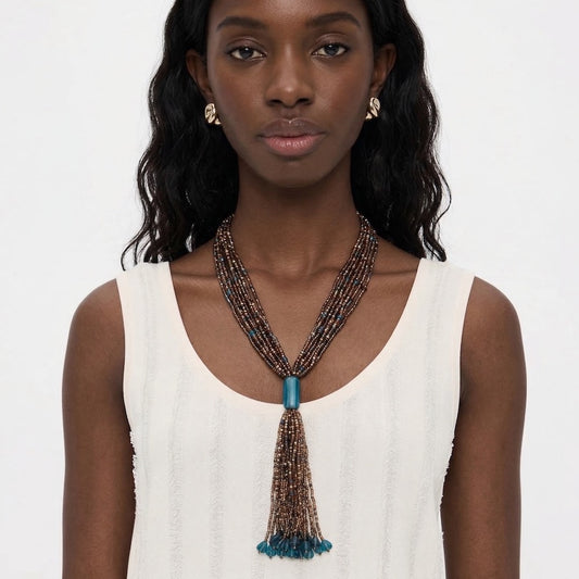 SUNSTONE TASSEL NECKLACE
