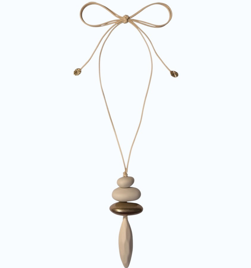 PEBBLE & STONE DROP CORD NECKLACE