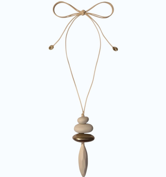 PEBBLE & STONE DROP CORD NECKLACE
