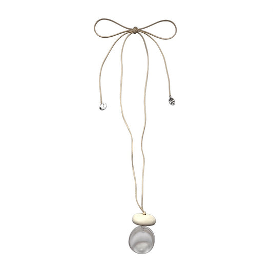 PEBBLE AND LUCITE CORD NECKLACE