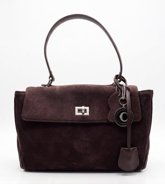 Suede Flap Satchel