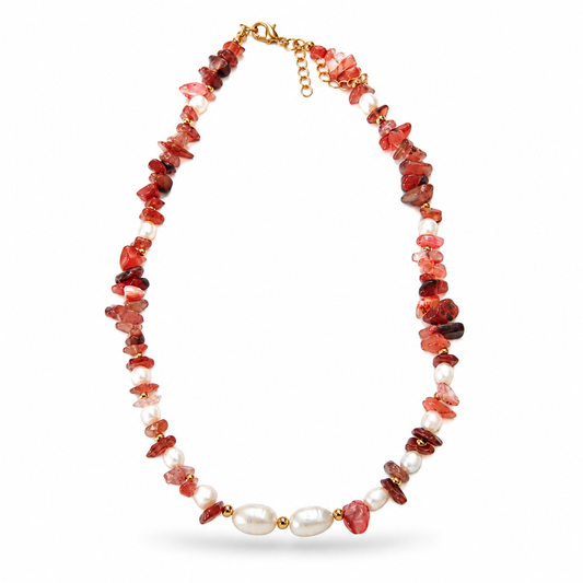 WILD ROSE GEMSTONE AND PEARL NECKLACE