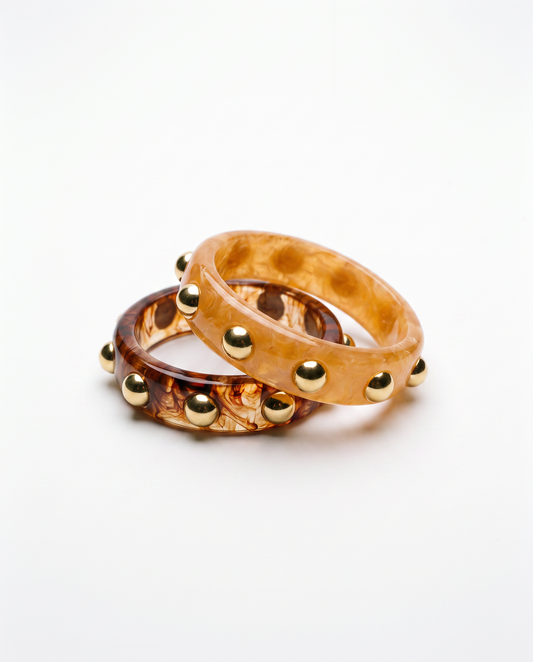GOLDEN HOUR STUDDED BANGLE SET