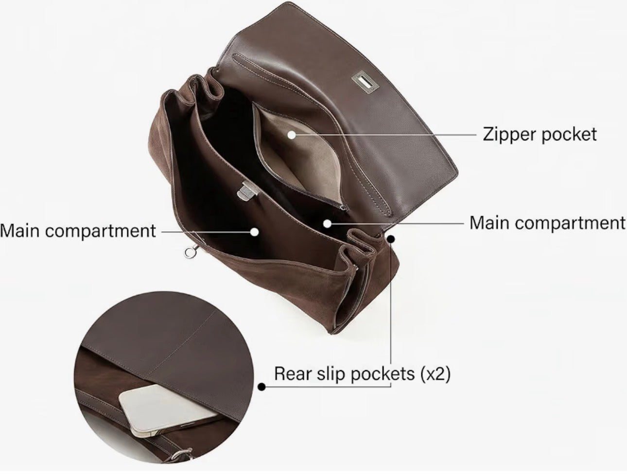 Suede Flap Satchel