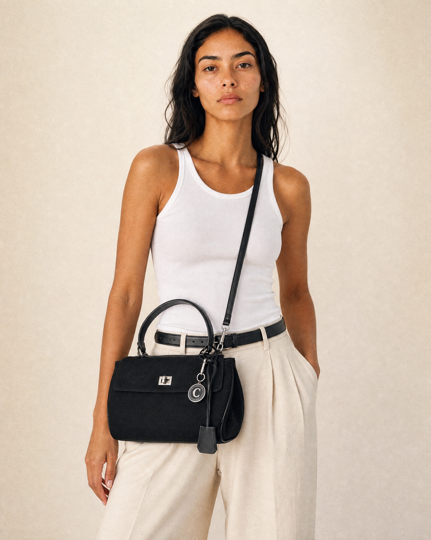Suede Flap Satchel