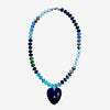 LAPIS TEXTURED HEART BEADED NECKLACE