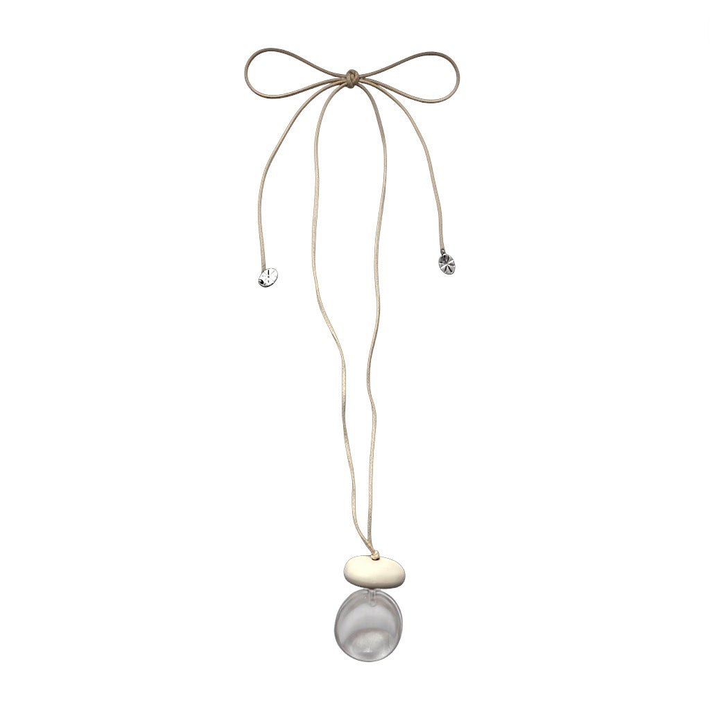 PEBBLE AND LUCITE CORD NECKLACE