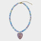 ROSE QUARTZ TEXTURED HEART BEADED NECKLACE