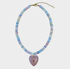 ROSE QUARTZ TEXTURED HEART BEADED NECKLACE
