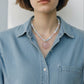 ROSE QUARTZ TEXTURED HEART BEADED NECKLACE